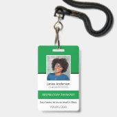 Professionele foto Groene werknemer ID-badge Badge (Voorzijde met lanyard)