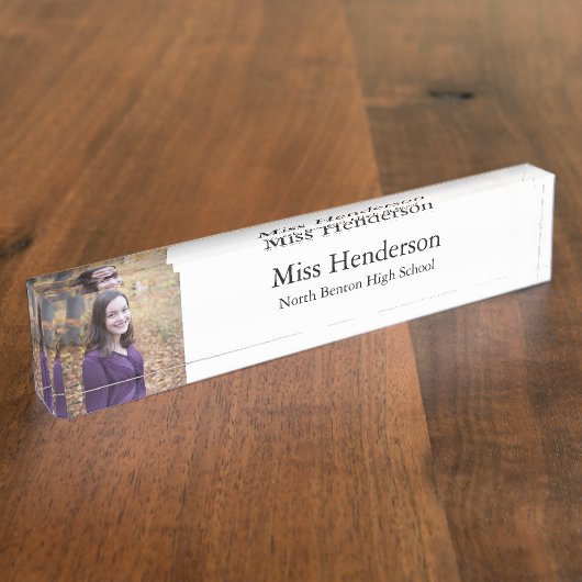 Professionele foto leraar klaslokaal naambordje (Zijkant)