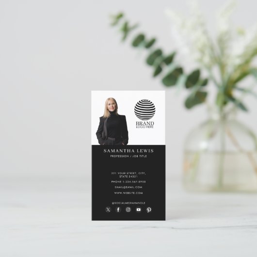 Professionele foto Logo QR Code Social Media Visitekaartje (Staand voorkant)