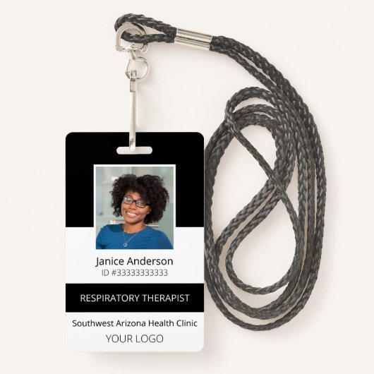 Professionele Foto Medewerker Zwart ID Badge (Voorkant met draagriem)