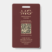 Professionele foto Monogram Bourgogne Goud Modern Badge (Achterkant)