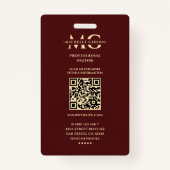 Professionele foto Monogram Bourgogne Goud Modern Badge (Achterkant)