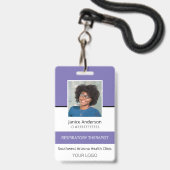 Professionele foto Paarse werknemer ID-badge Badge (Voorzijde met lanyard)