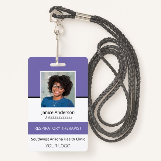 Professionele foto Paarse werknemer ID-badge Badge (Voorkant met draagriem)