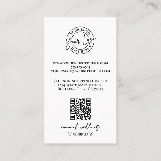 Professionele Foto QR Code Bedrijf Logo Verticaal Visitekaartje (Achterkant)