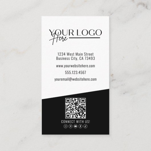Professionele Foto QR Code Bedrijf Logo Verticaal Visitekaartje (Achterkant)