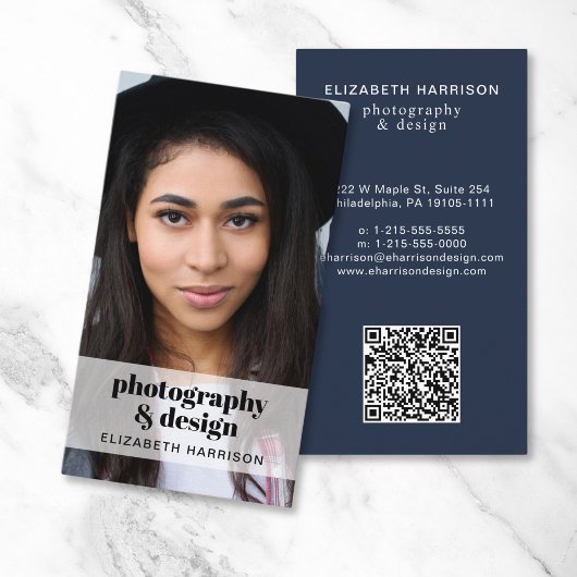 Professionele Foto QR Code Blauw Visitekaartje