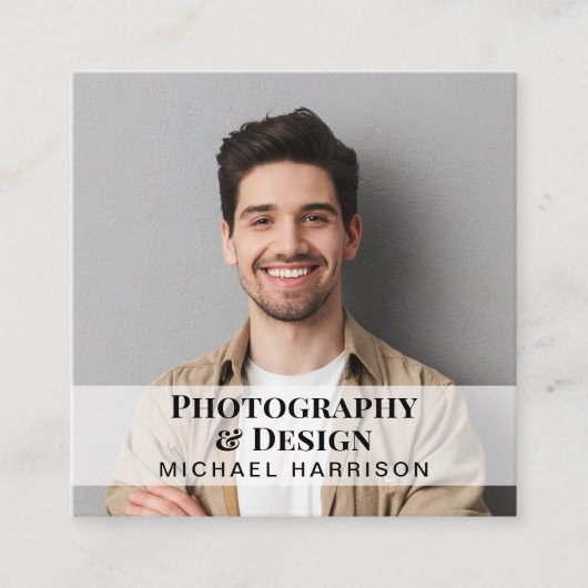 Professionele foto-QR-code Vierkante Visitekaartje (Voorkant)