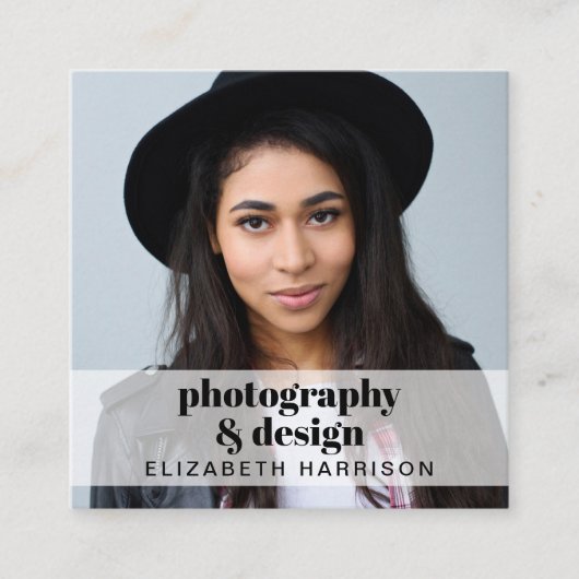 Professionele foto-QR-code Vierkante Visitekaartje (Voorkant)