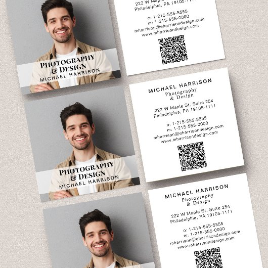Professionele foto-QR-code Vierkante Visitekaartje