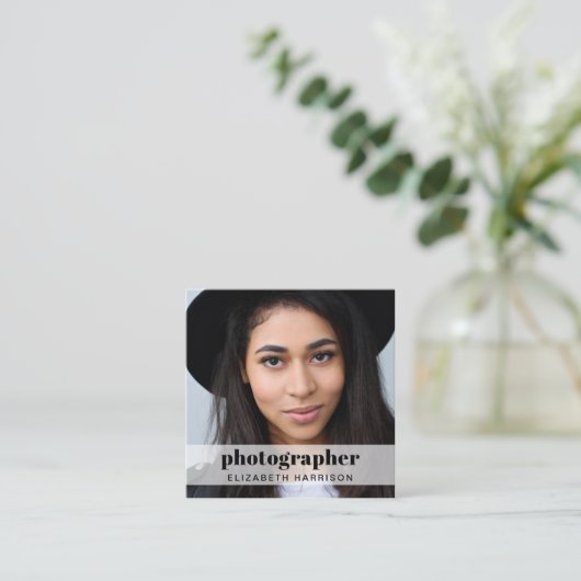 Professionele foto-QR-code Vierkante Visitekaartje (Staand voorkant)