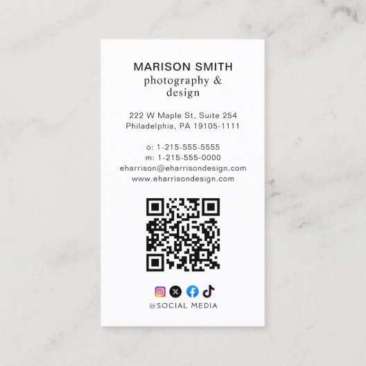 Professionele Foto QR Code Visitekaartje (Achterkant)