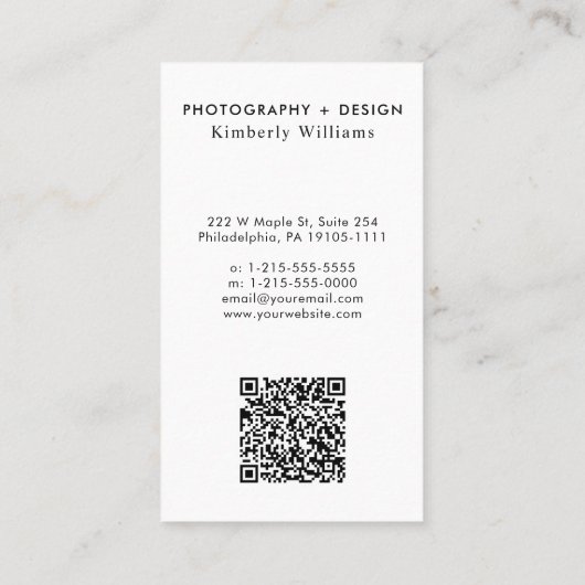 Professionele foto-QR-code Visitekaartje (Achterkant)