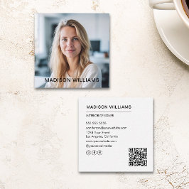 Professionele foto QR Social Media Wit Vierkante Visitekaartje