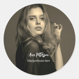 professionele foto QR website e-mail sociaal moder Ronde Sticker