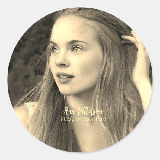 professionele foto QR website e-mail sociaal moder Ronde Sticker (Voorkant)