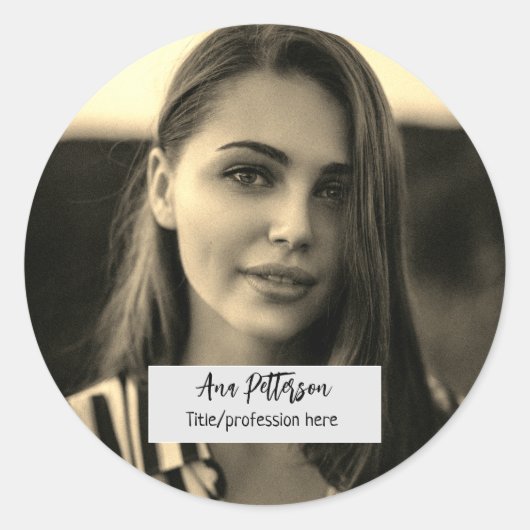 professionele foto QR website e-mail sociaal moder Ronde Sticker (Voorkant)