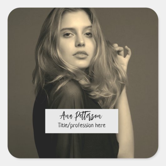 professionele foto QR website e-mail sociaal moder Vierkante Sticker (Voorkant)