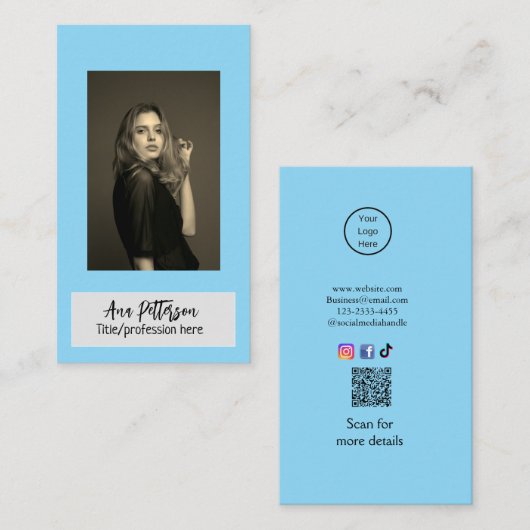professionele foto QR website e-mail sociaal moder Visitekaartje (Voorkant / Achterkant)