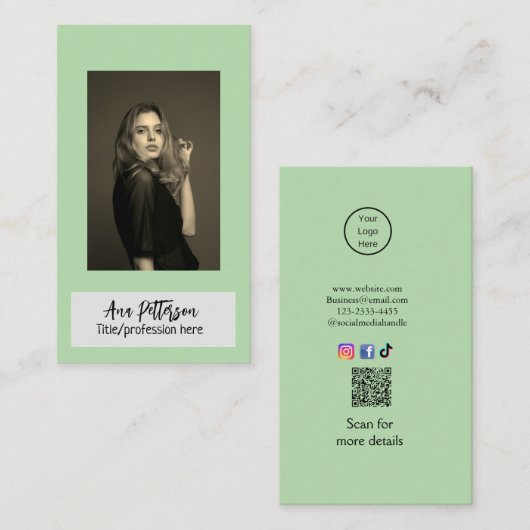professionele foto QR website e-mail sociaal moder Visitekaartje (Voorkant / Achterkant)