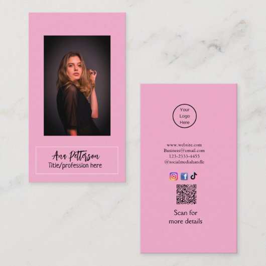 professionele foto QR website e-mail sociaal moder Visitekaartje (Voorkant / Achterkant)