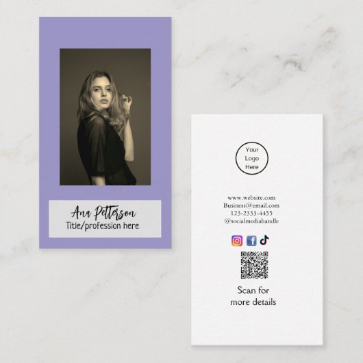 professionele foto QR website e-mail sociaal moder Visitekaartje (Voorkant / Achterkant)