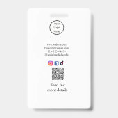 professionele foto QR website e-mail social modern Badge (Achterkant)