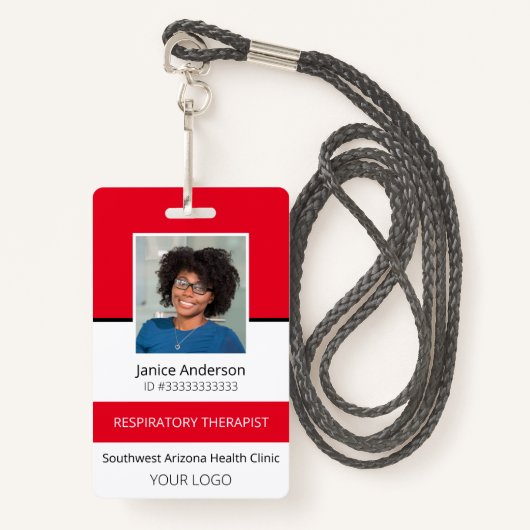 Professionele foto rode werknemer ID-badge Badge (Voorkant met draagriem)