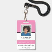 Professionele foto roze werknemer ID-badge Badge (Voorzijde met lanyard)
