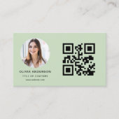 Professionele Foto Sage Groene QR Code Sociale Med Visitekaartje (Voorkant)