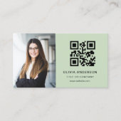 Professionele Foto Sage Groene QR Code Sociale Med Visitekaartje (Voorkant)