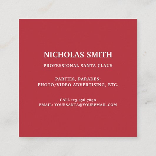 Professionele foto Sinterklaas Vierkante Visitekaartje (Achterkant)