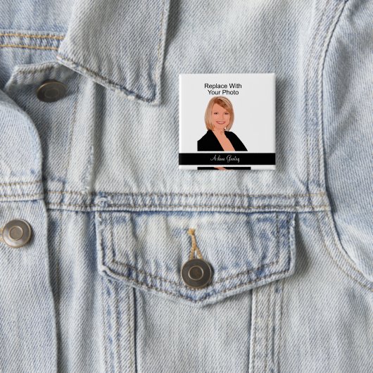 Professionele foto-sjabloonnaamkaarten vierkante button 5,1 cm (In situ)