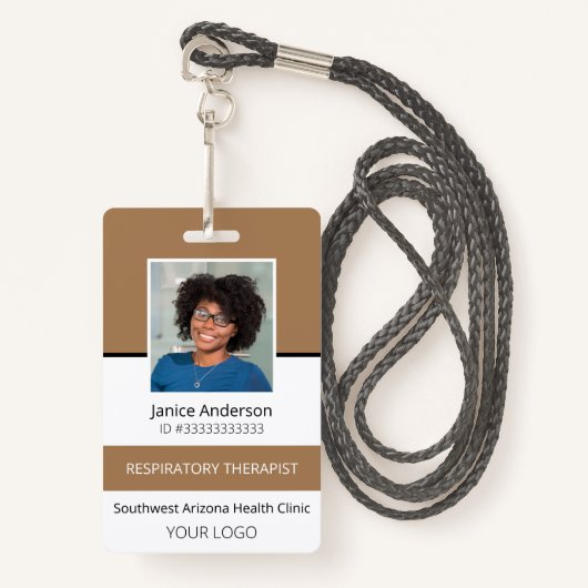 Professionele foto Tan werknemer ID-badge Badge (Voorkant met draagriem)