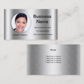 Professionele Foto toevoegen Silver Classy Busines Visitekaartje (Voorkant / Achterkant)