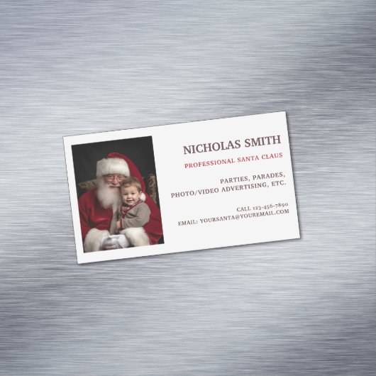 Professionele foto van de Kerstman Magnetisch Visitekaartje (Voorbeeld)