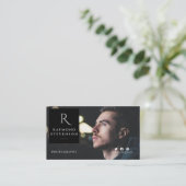 Professionele foto van zwart en wit visitekaartje (Staand voorkant)