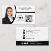 Professionele foto van zwart-wit Logo QR-code Visitekaartje (Voorkant / Achterkant)