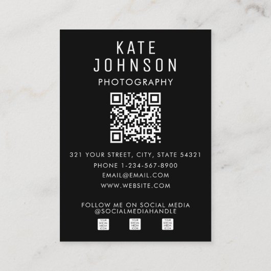 Professionele foto vet modern minimalistisch visitekaartje (Achterkant)