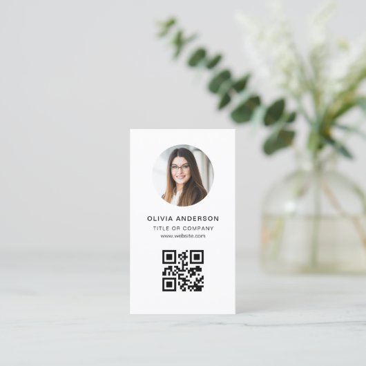 Professionele Foto Witte QR Code Sociale Media Visitekaartje (Staand voorkant)