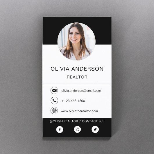 Professionele foto zwart Visitekaartje