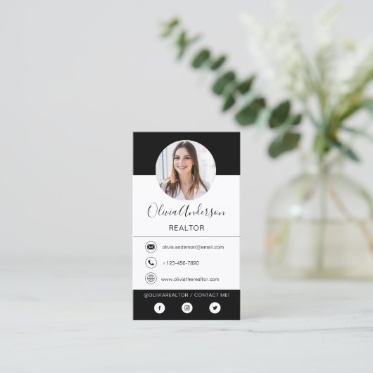 Professionele foto zwart-wit Visitekaartje (Staand voorkant)