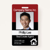 Professionele fotobadge - Donkerrood / zwart Badge (Voorkant)