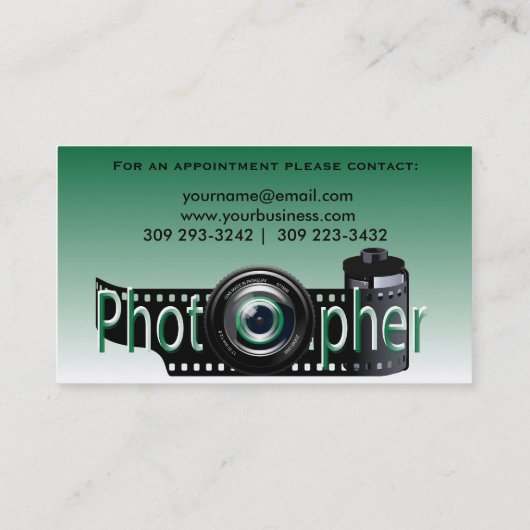 Professionele fotograaf afsprakenkaartje (Achterkant)