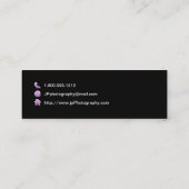 Professionele fotograaf Paarse cameralens Mini Visitekaartje (Achterkant)