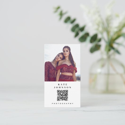 Professionele fotograaf QR-code Sociale media Visitekaartje (Staand voorkant)