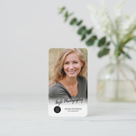 Professionele fotograaf trendy moderne foto visitekaartje (Staand voorkant)