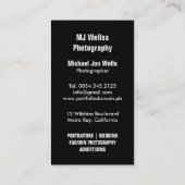 Professionele fotograaf visitekaartje (Achterkant)