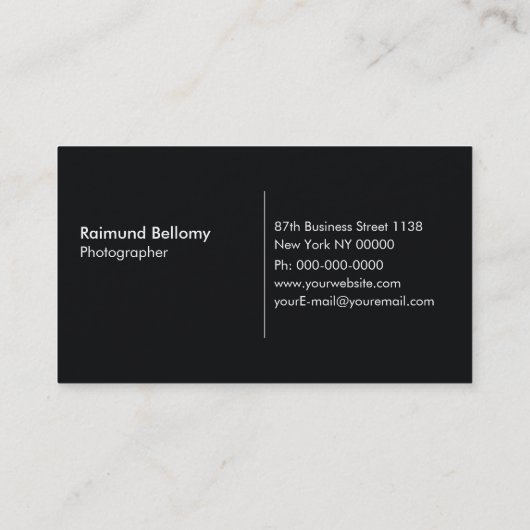 Professionele fotograaf visitekaartje (Achterkant)