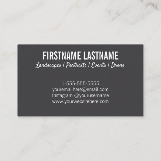 Professionele fotografie, donkere Visitekaartjes (Achterkant)